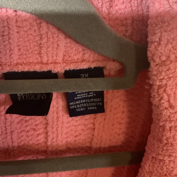 Pink Chenille Long Sleeve Ribbed Collared V-Neck Sweater - Picture 3 of 4